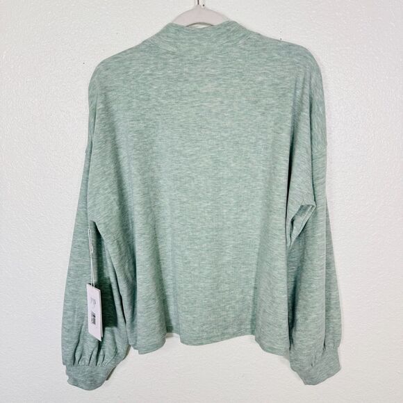 Johnny Was Calme Sweater Women Extra Large Puff Sleeve Cozy Sweatshirt Green XL - Picture 7 of 14